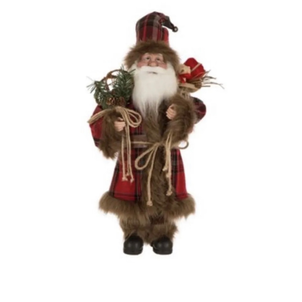 glitzhome glitzhome 18 Plaid Santa Figu 12"